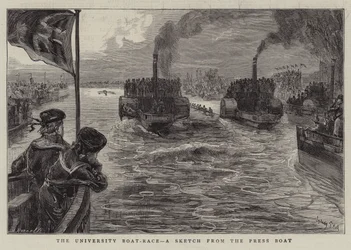 The University Boat-Race, a Sketch from the Press Boat